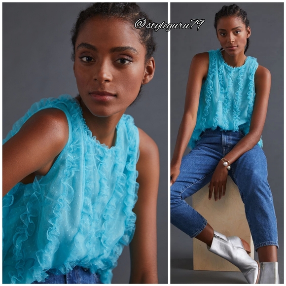 NWT Anthropologie Maeve Ruffled Tulle Tank